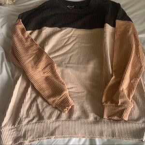 Women's Colorblock Sweater - dark gray, Cream, Tan